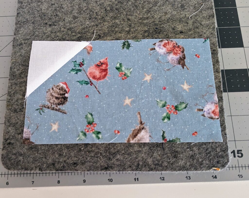 Pieces B and A sewn together and pressed.
