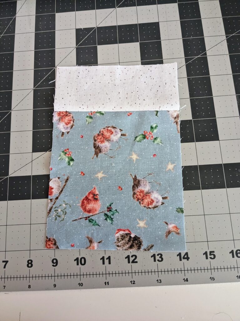 Pieces E and F sewn together.