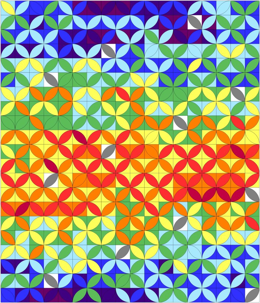 Temperature quilt using orange peels.