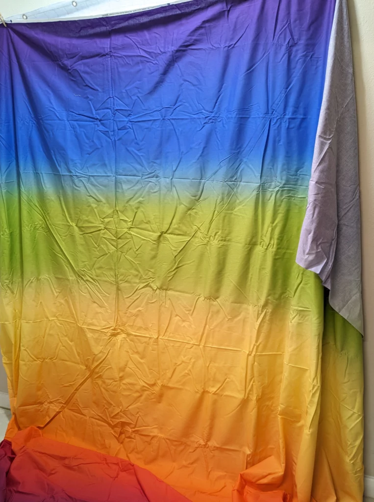 Rainbow ombre 108" width backing fabric for the Love is Love quilt.