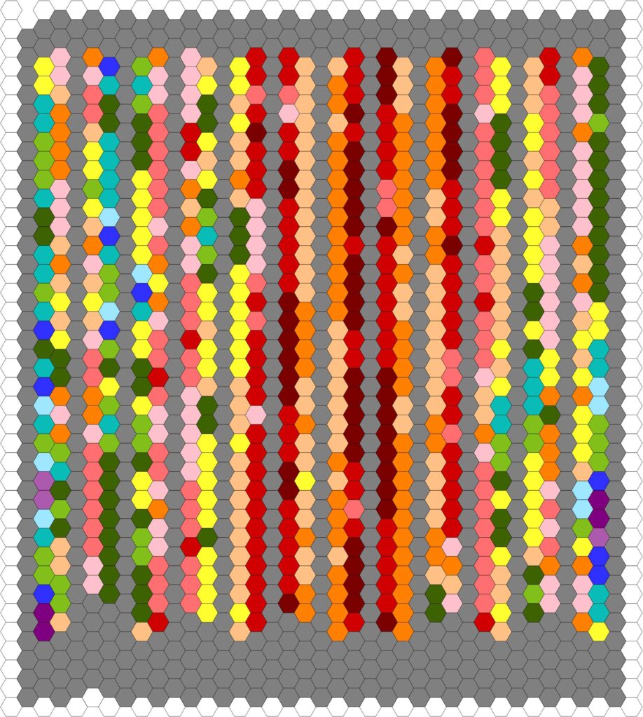 Temperature quilt using hexagons.