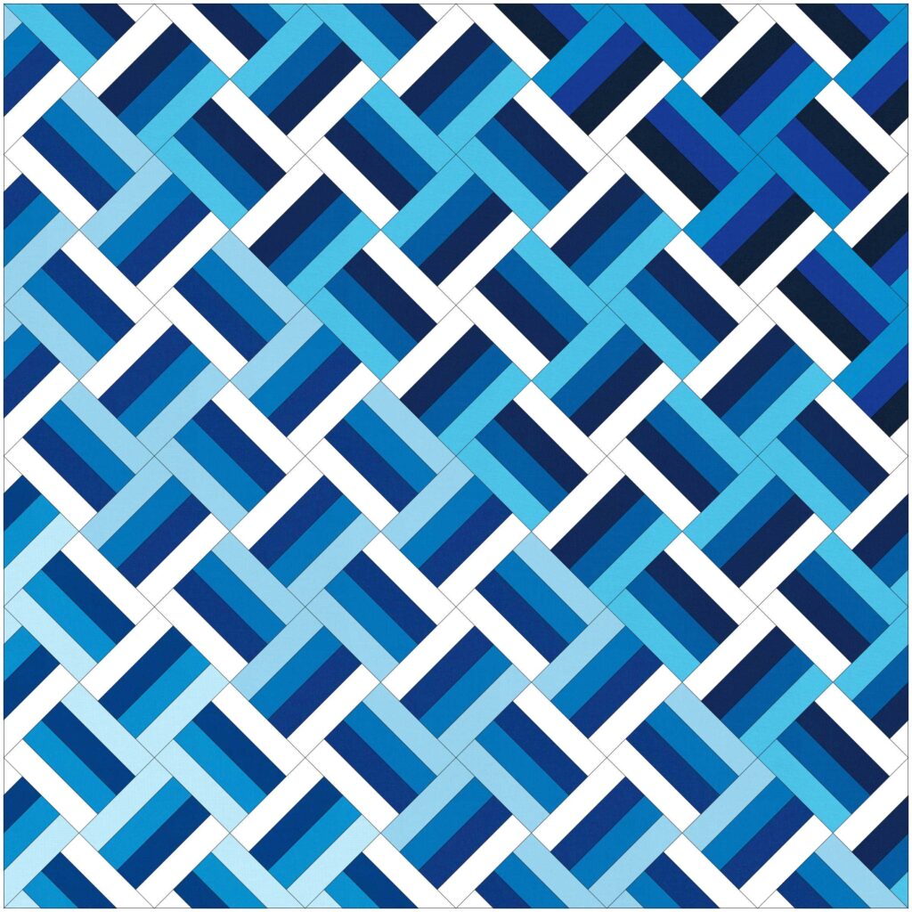 EQ8 mockup of the Rail Fence baby quilt I designed.